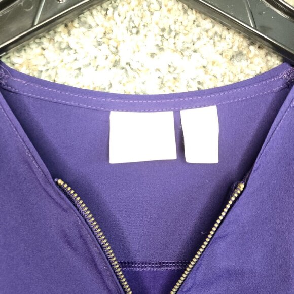 Chicos‎ Top Womens 0 US Small Purple Zip Long Sleeve Blouse Stretch Rayon - Picture 5 of 7